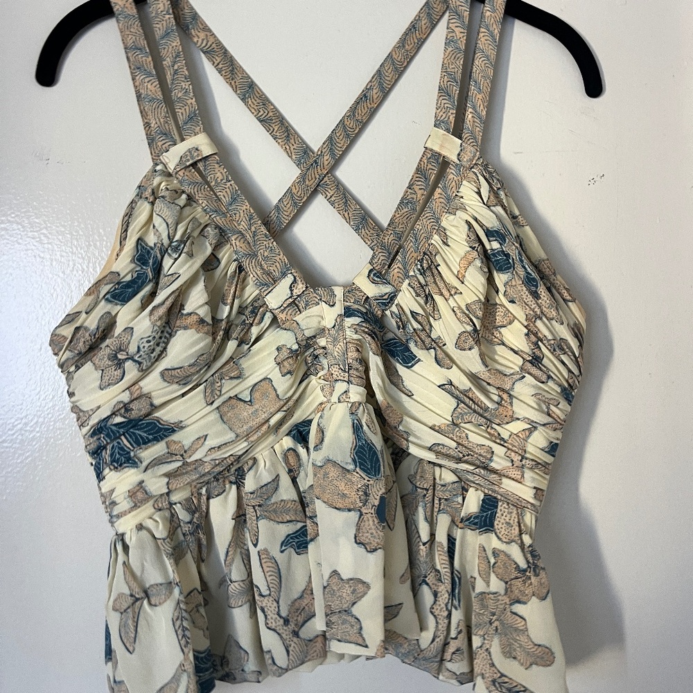 Ulla Johnson Cream Floral Print Cropped Camisole